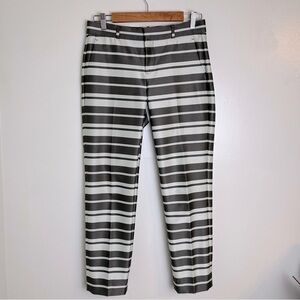 Banana Repbulic Avery Dressy Striped Ankle Pants, Size 0, Green Gray Olive